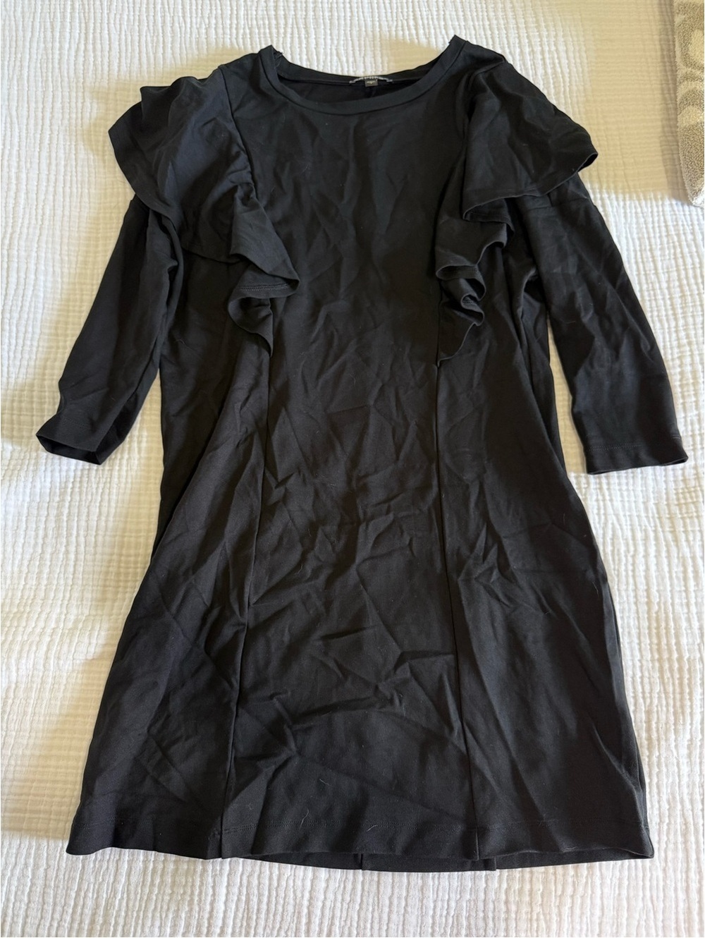 Express Black Ruffle-Trim Midi Dress - Picture 1 of 3